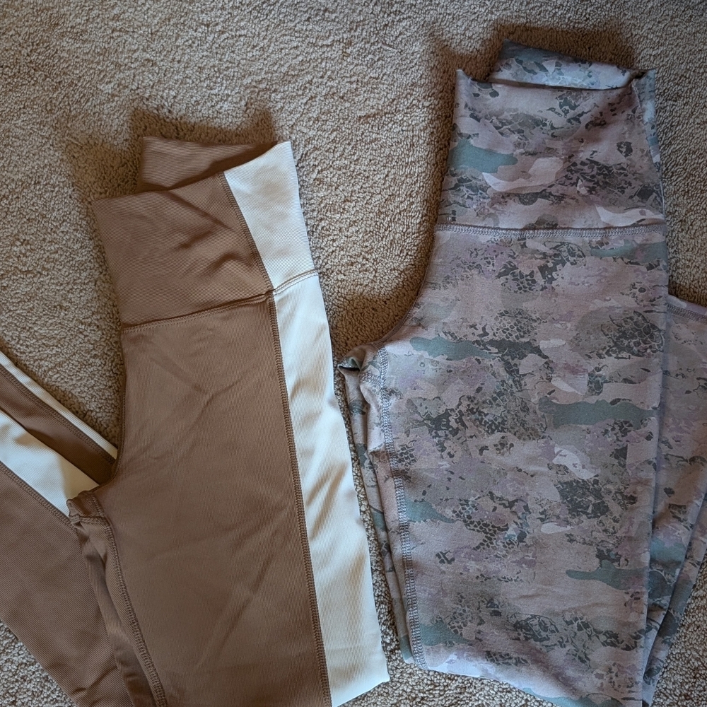Tan And Camouflage Patterned Leggings